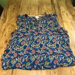 Knox Rose Womens Blue Shirt Size XXL Sleeveless Tank Floral Leaf Nature Blouse